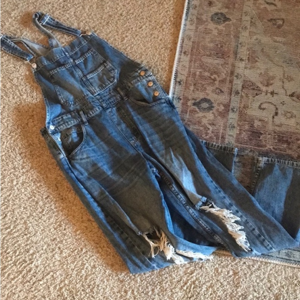 Free People Ziggy distressed overalls